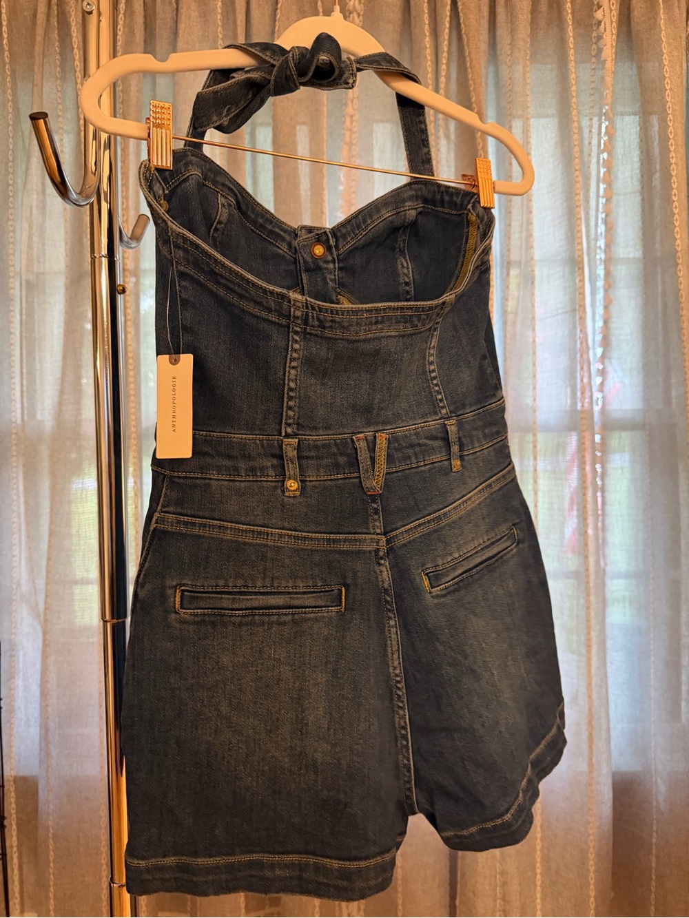 Pilcro Dark Blue Denim Halter Romper - Picture 7 of 9